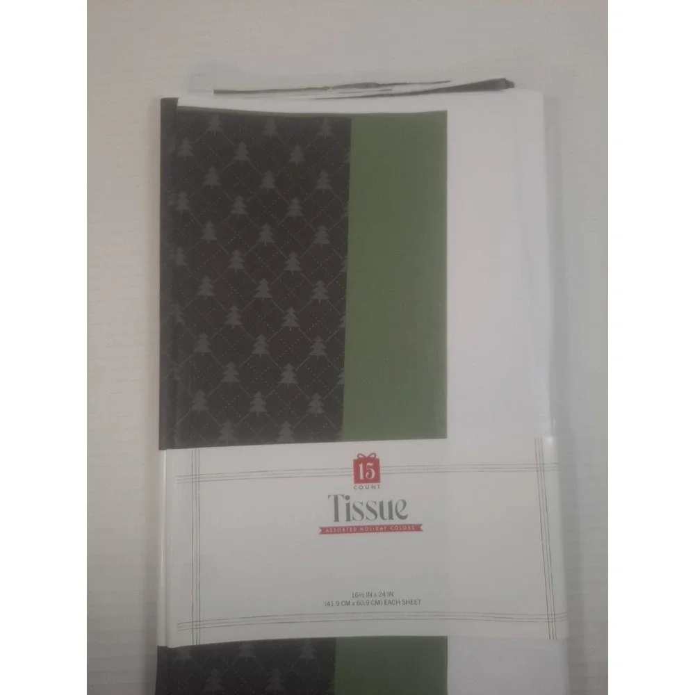 225 Tissue Paper Sheets White Red Olive Green‎ Black With Trees Green Peach Gold